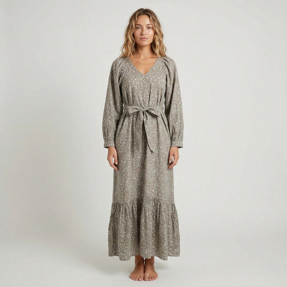 Mirth Montreal Dress V-neck Maxi Dress Mocha Berry Print size Medium